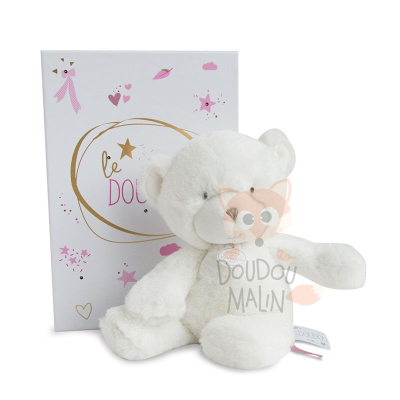  peluche ours blanc rose 26 cm 